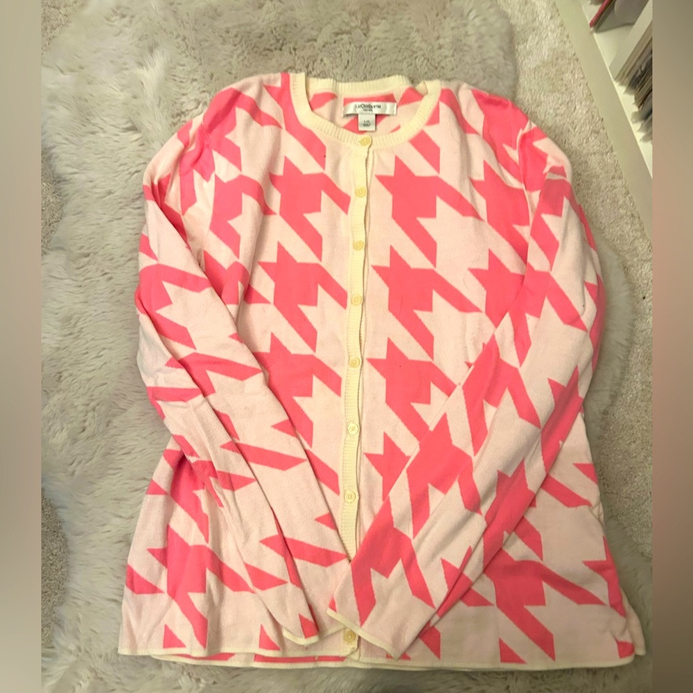 Liz Claiborne pink and white cardigan